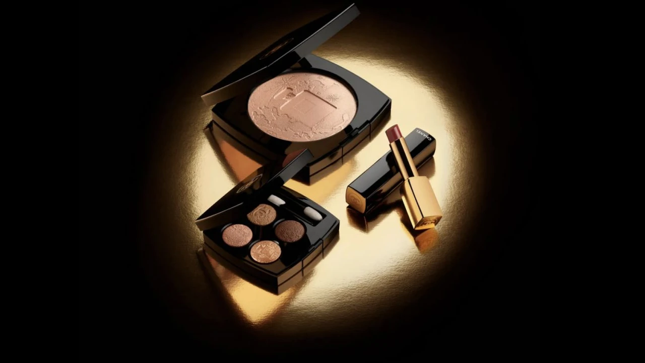 Close up on a plate of mashed potatoes, topped with baked pork chops with cream of mushroom soup, and a side of green beans.